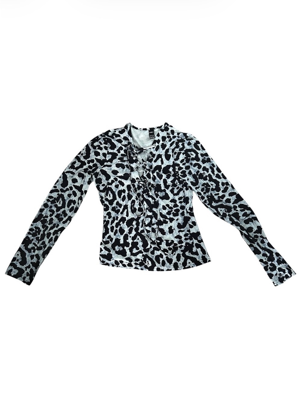Longsleeve Cheetah-Print Tsuyome Gyaru 強めギャル Style Lace-Up Top